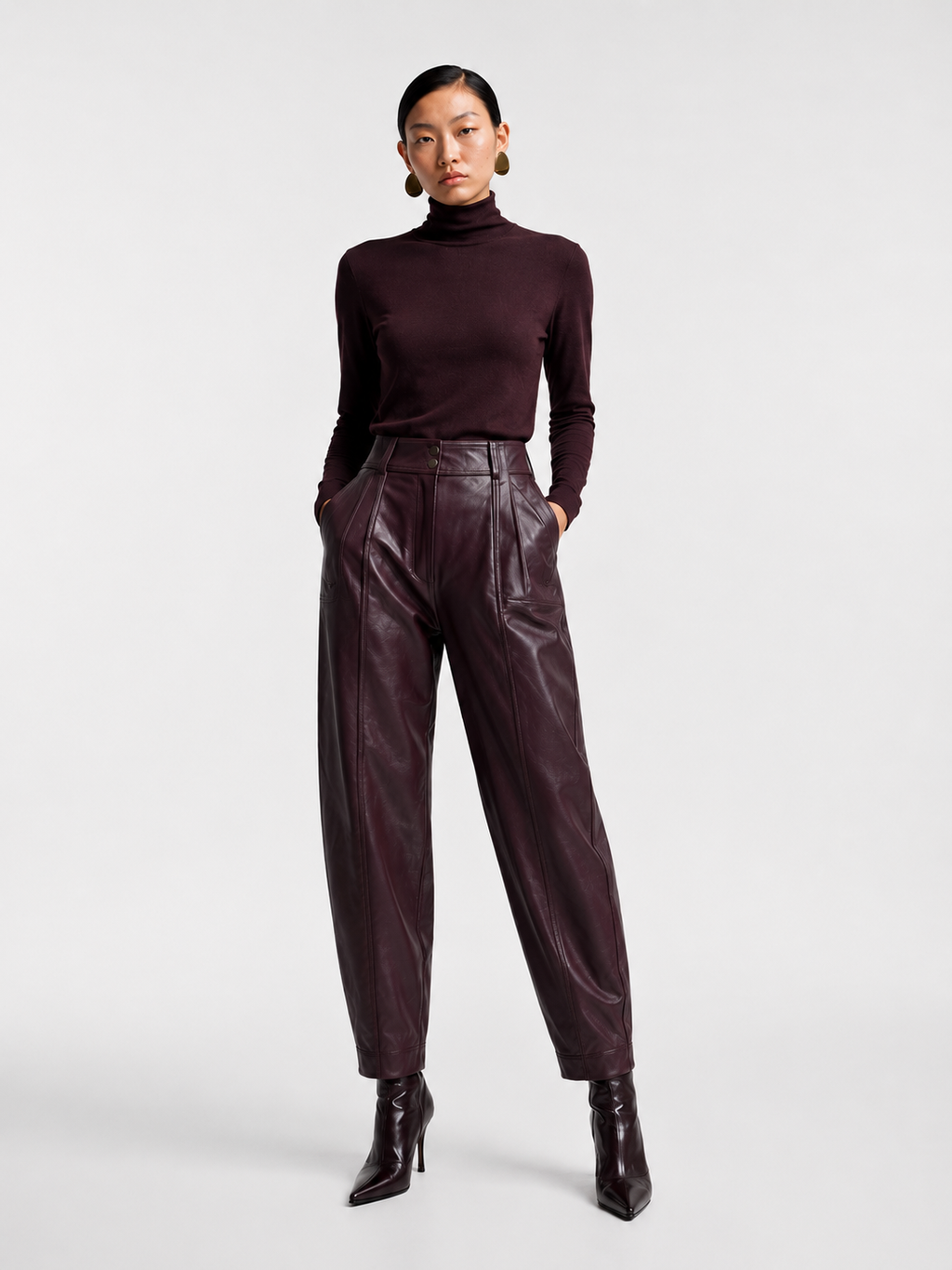 IYCWINE - High-Waisted Leather Trousers