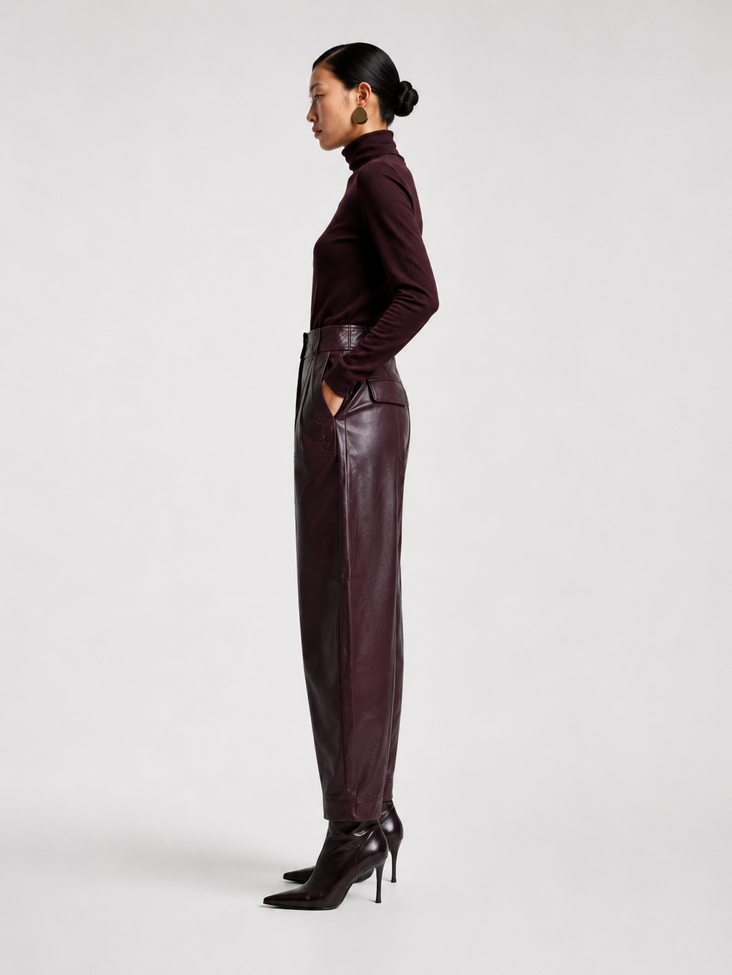 IYCWINE - High-Waisted Leather Trousers