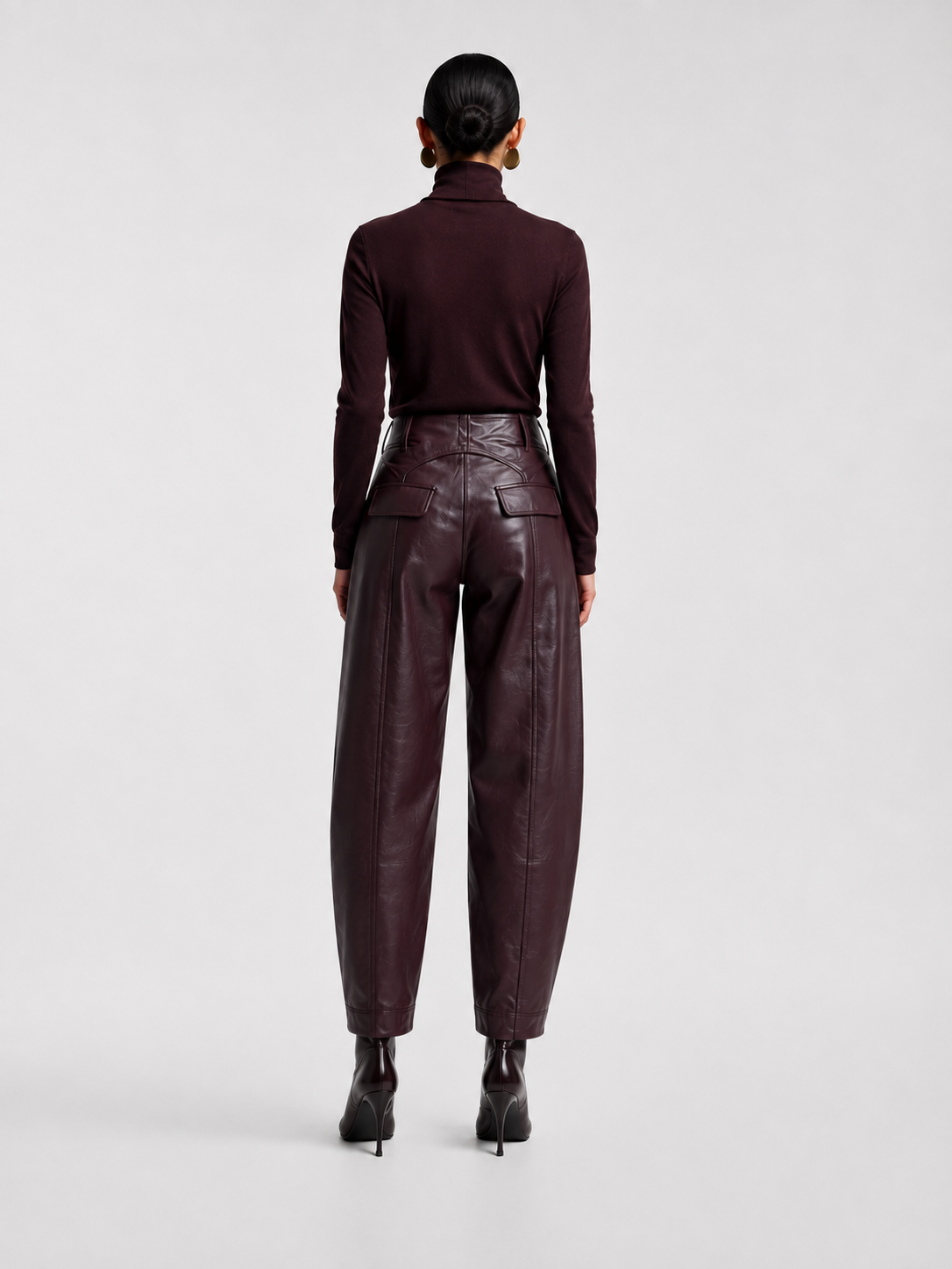 IYCWINE - High-Waisted Leather Trousers