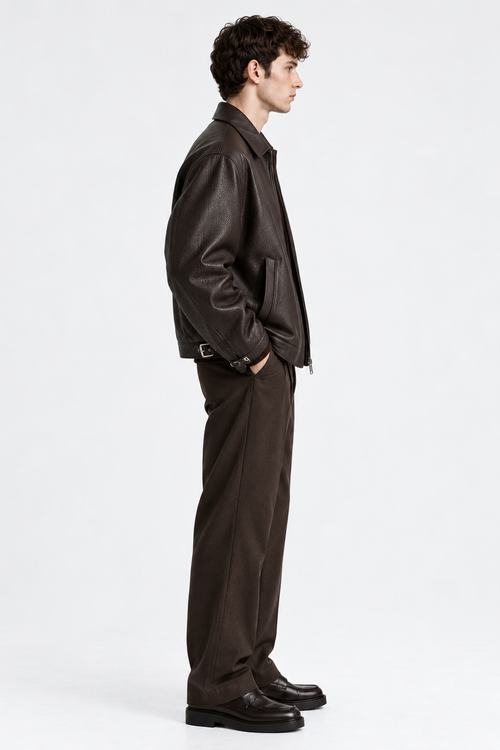 DARK CHOCOLATE - Leather Bomber