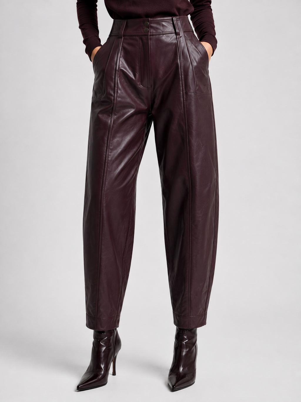 IYCWINE - High-Waisted Leather Trousers