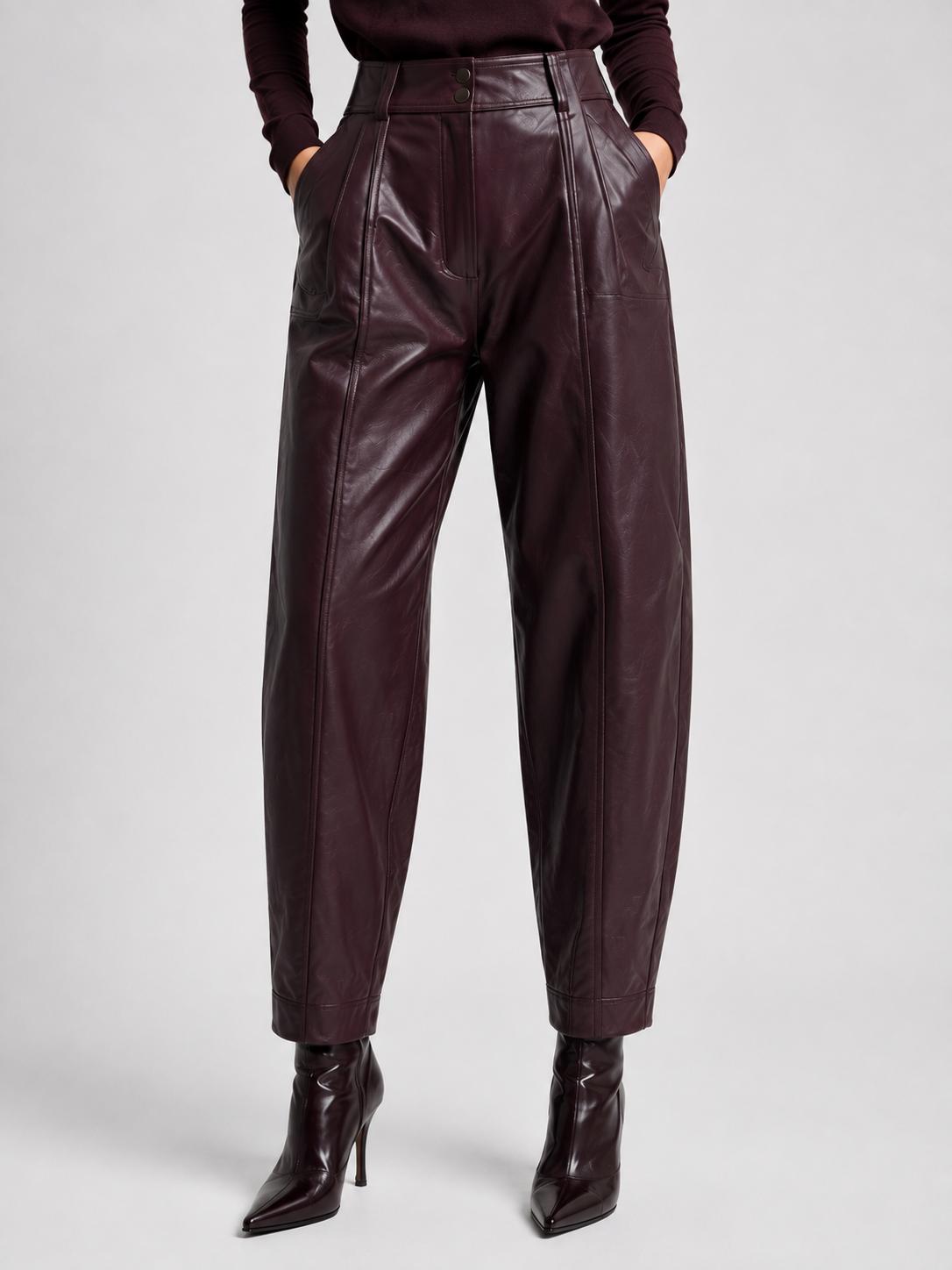 IYCWINE - High-Waisted Leather Trousers