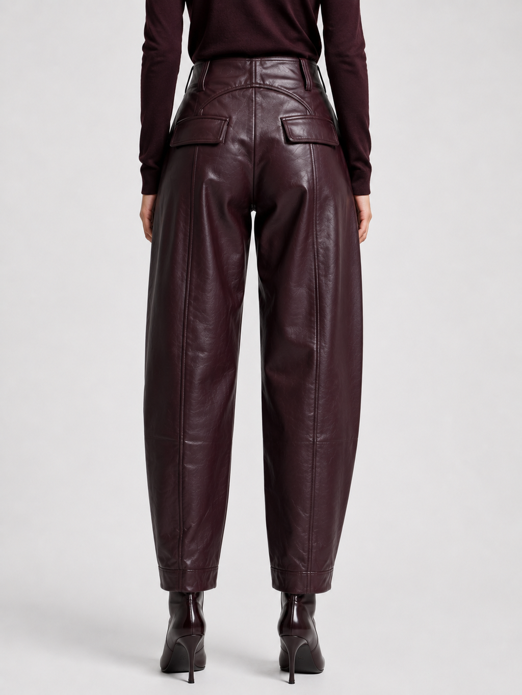 IYCWINE - High-Waisted Leather Trousers
