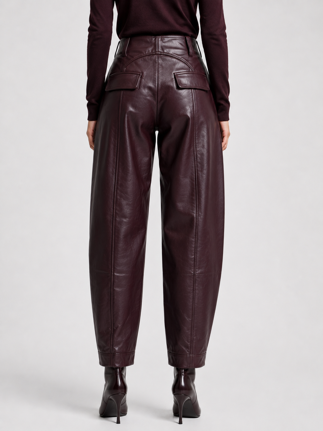 IYCWINE - High-Waisted Leather Trousers