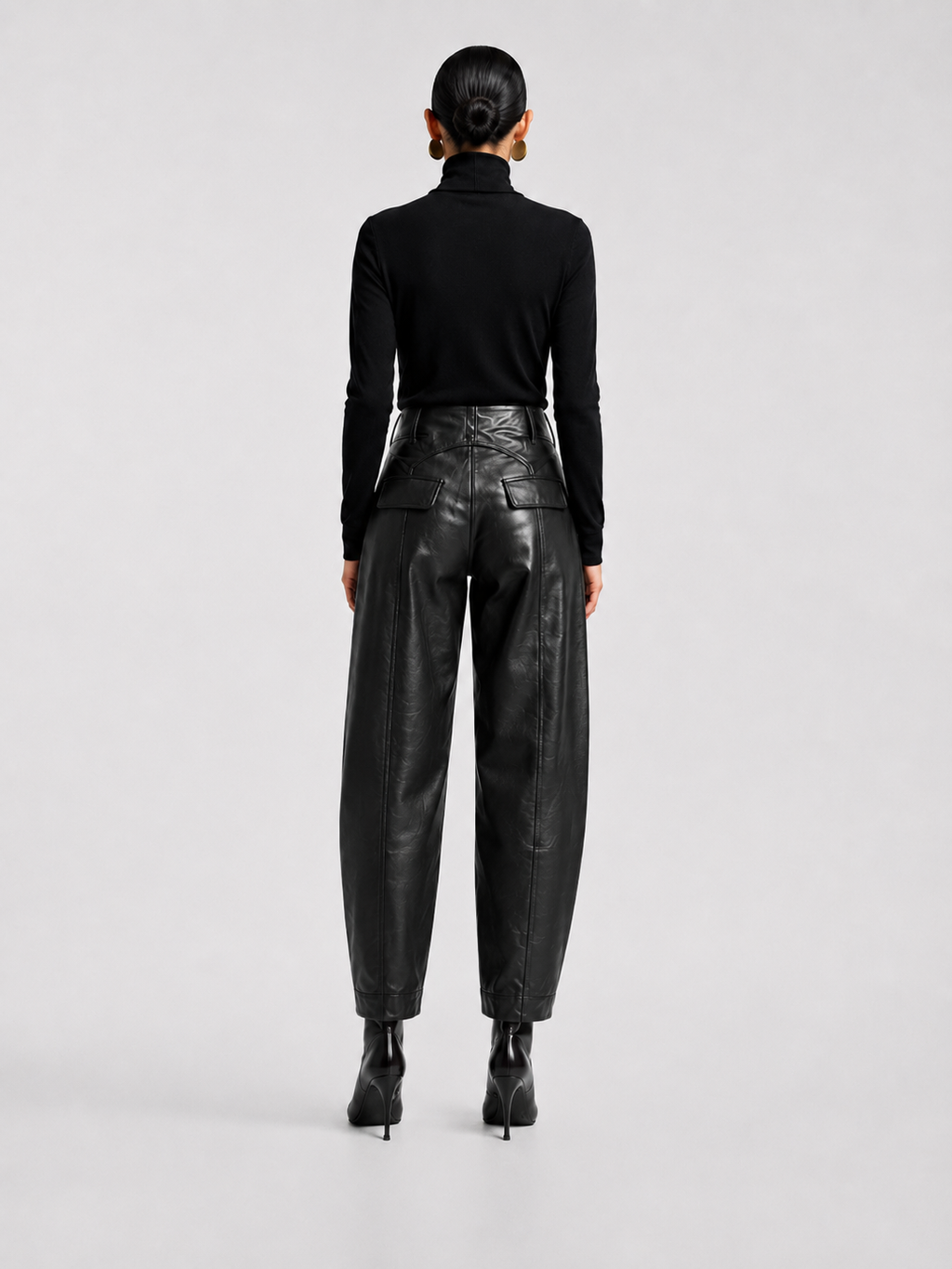 IYCWINE - High-Waisted Leather Trousers