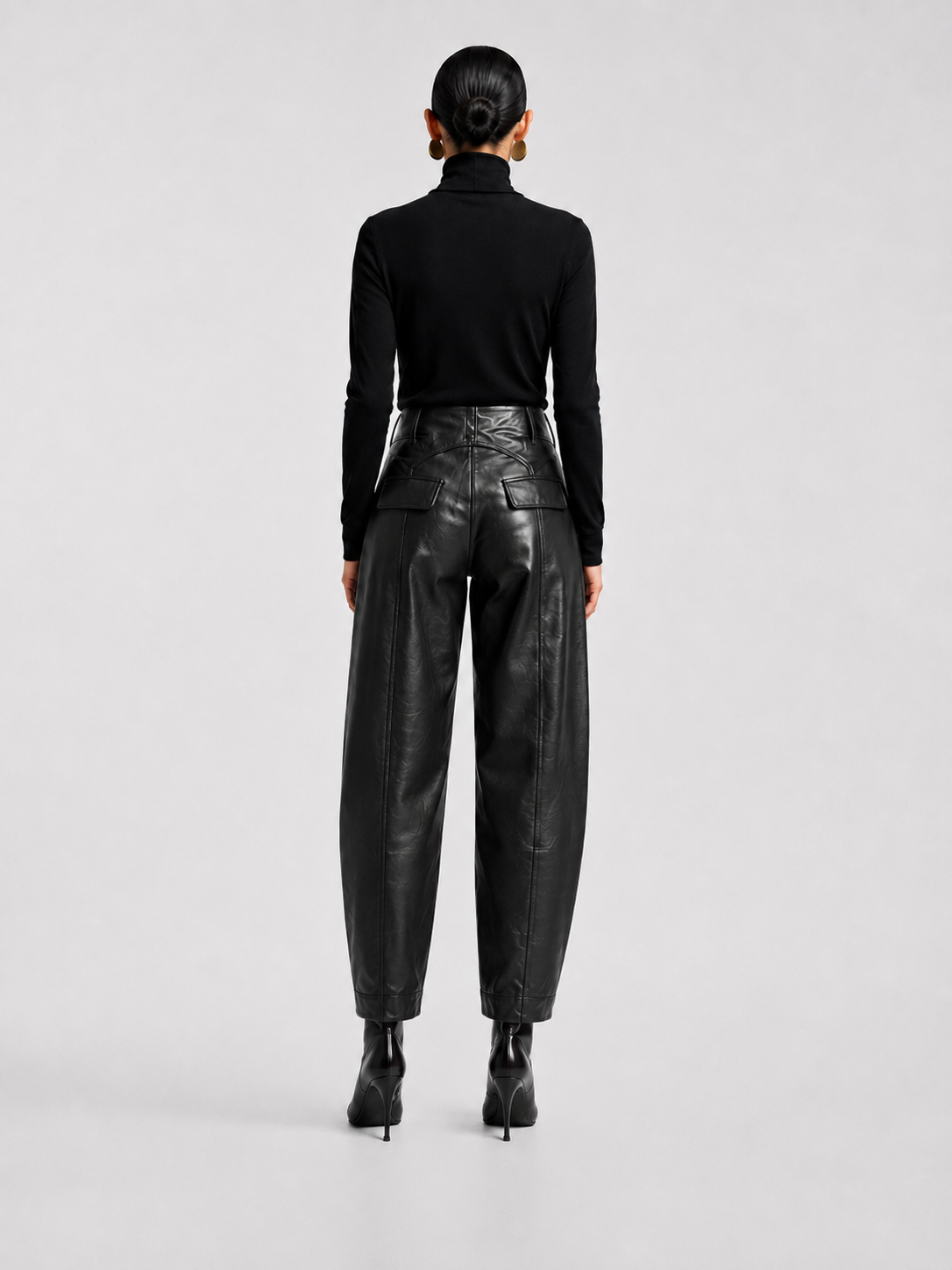 IYCWINE - High-Waisted Leather Trousers