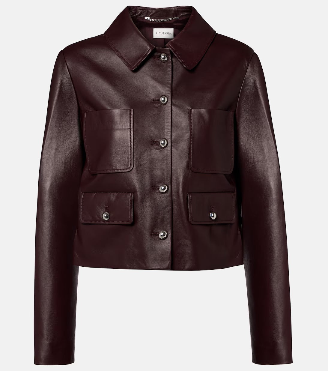 Leather jacket in burgundy