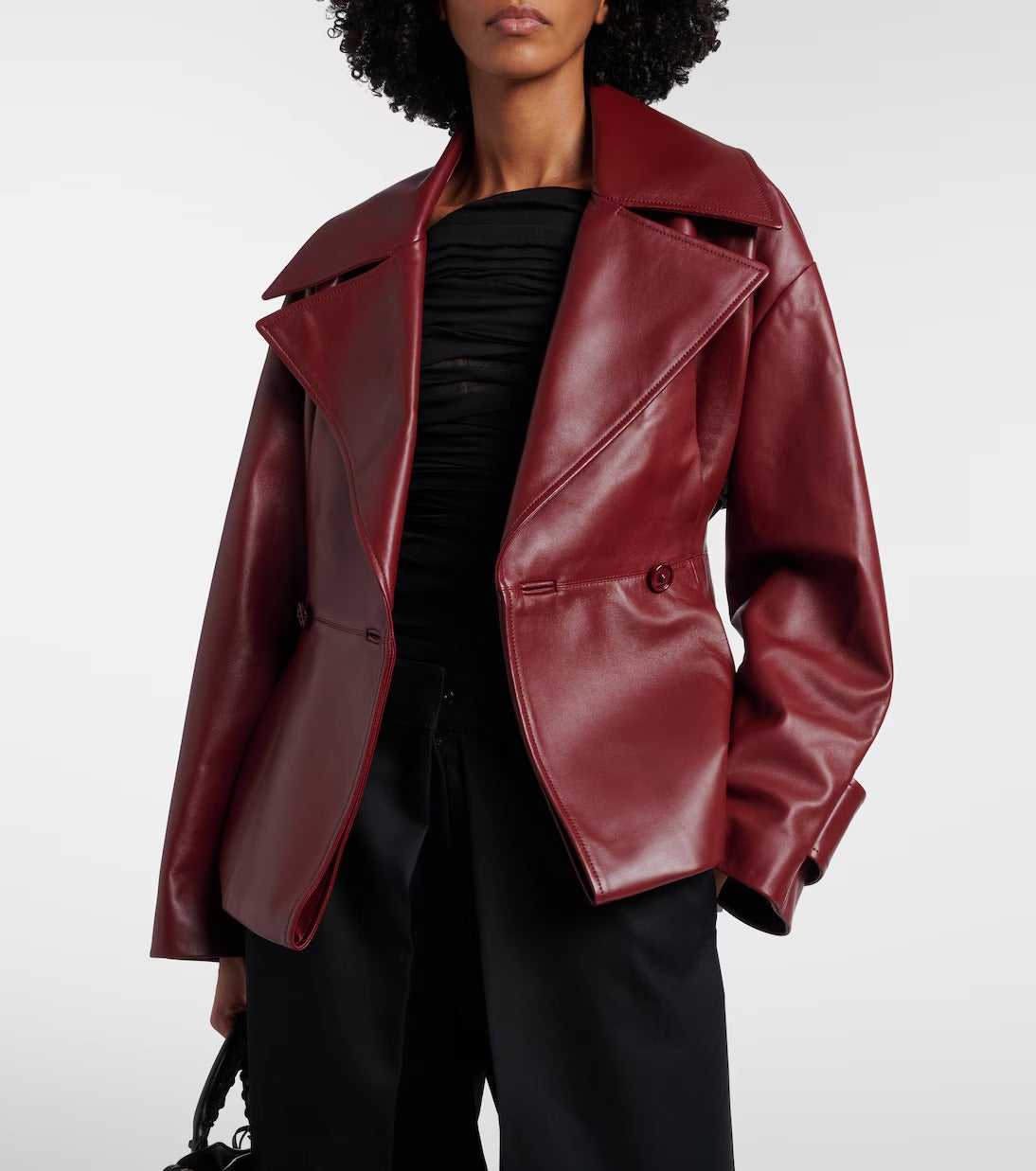 Leather jacket in burgundy