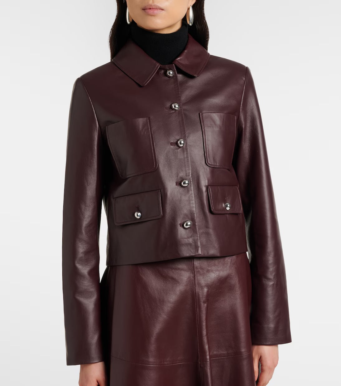 Leather jacket in burgundy
