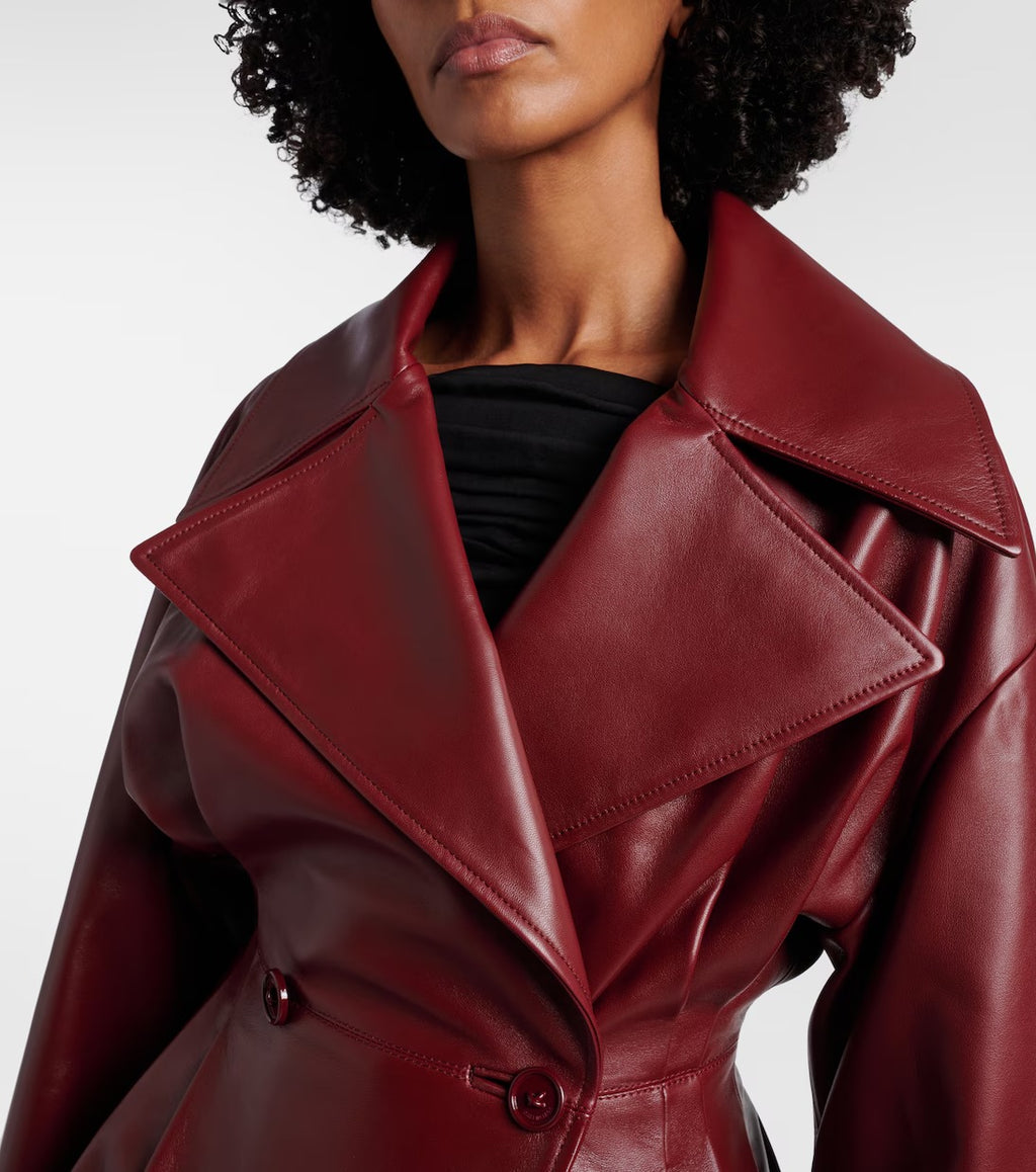 Leather jacket in burgundy