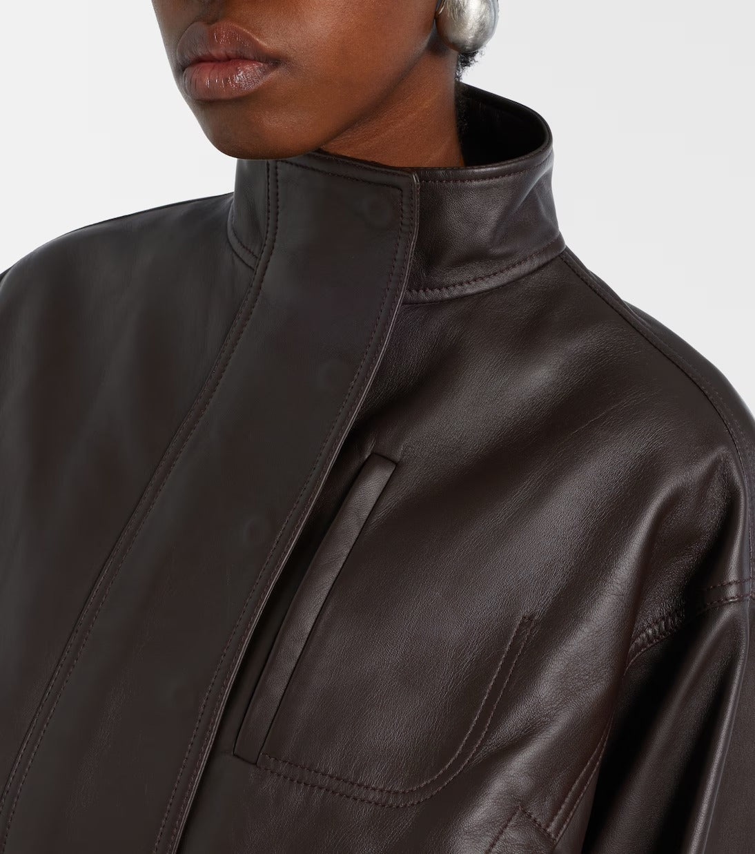 Ciro belted leather jacket in brown