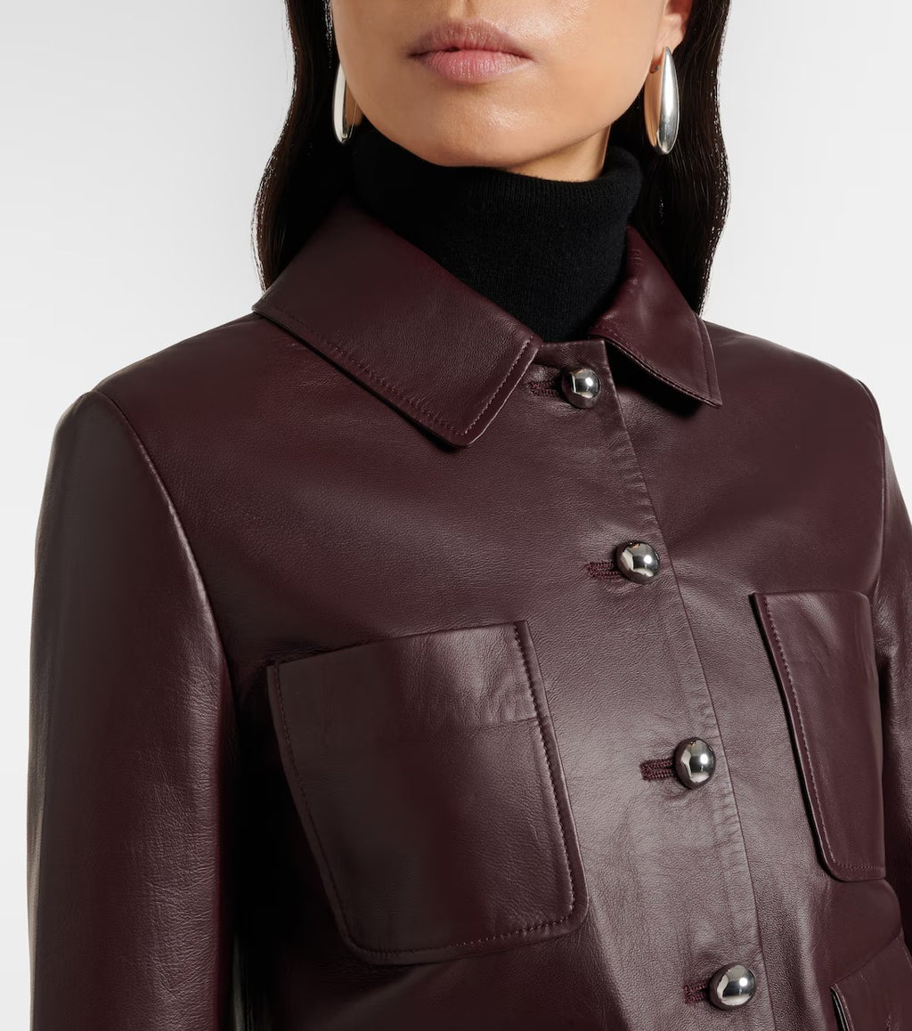 Leather jacket in burgundy