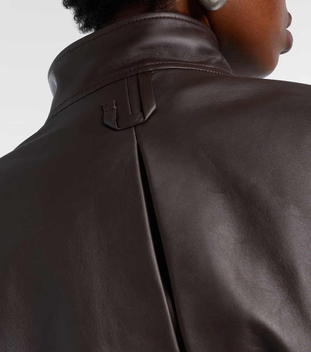 Ciro belted leather jacket in brown