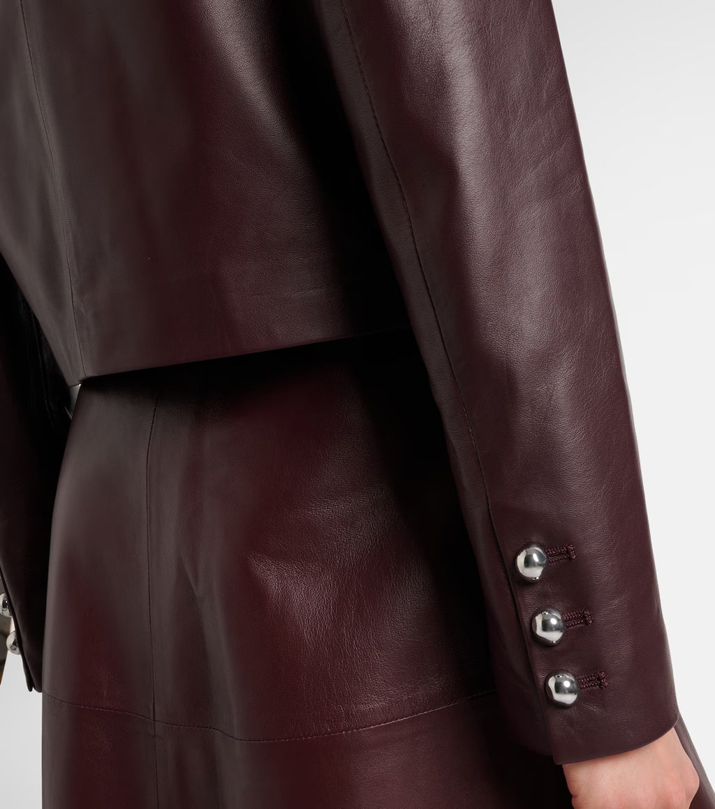 Leather jacket in burgundy