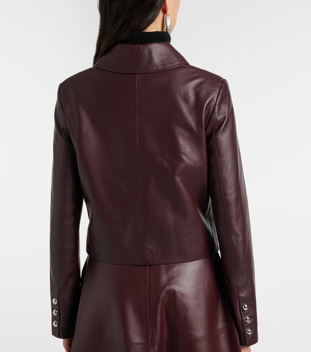 Leather jacket in burgundy