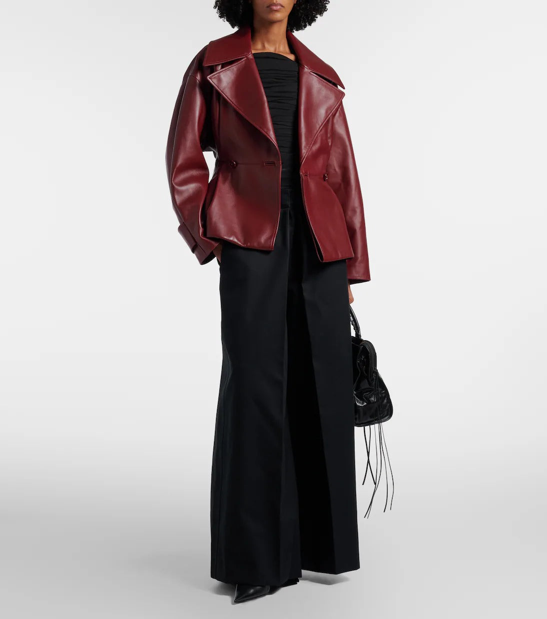 Leather jacket in burgundy