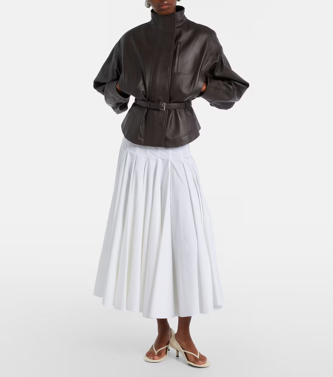 Ciro belted leather jacket in brown